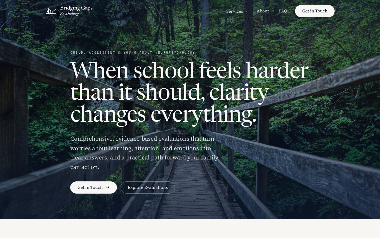 The Bridging Gaps Psychology website