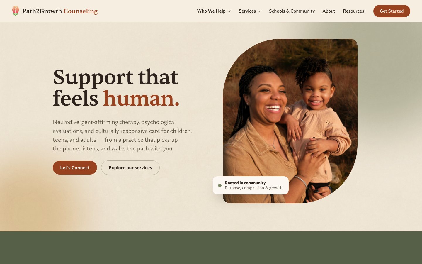 The Path2Growth Counseling website